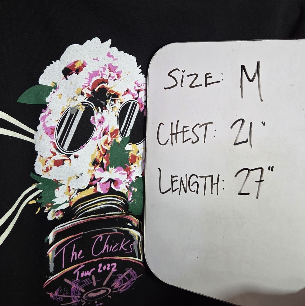 The Chicks 2022 Tour Black Crewneck Sweatshirt Floral Gasmask Graphic Print MED - Picture 6 of 6